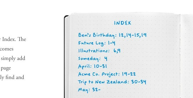 Bullet Journal indeksas