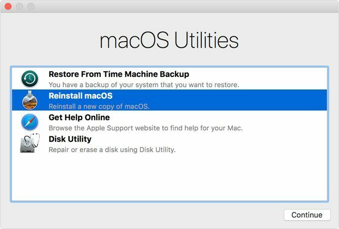 Iš naujo įdiekite „macOS“ iš komunalinių paslaugų