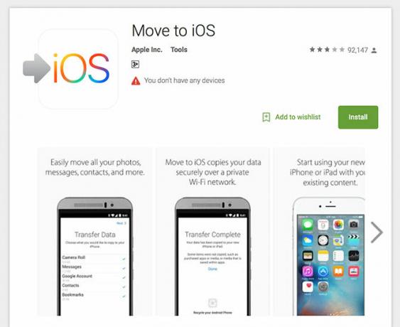 pereiti į „ios“ programą „Android“