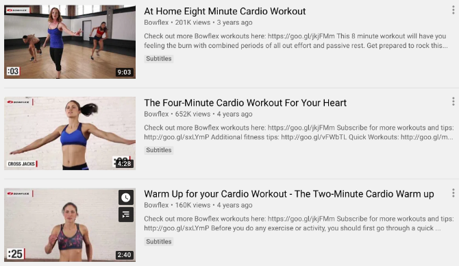 Bowflex siūlo nemokamus kardio treniruočių Youtube vaizdo įrašus