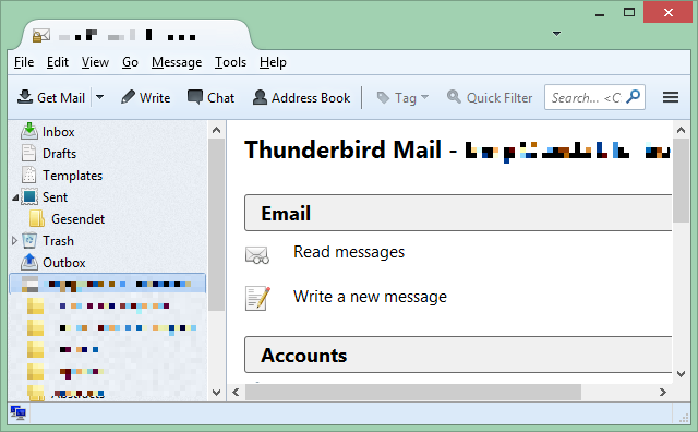 Tai yra vienos iš geriausių „Windows“ programų, vadinamų „Thunderbird“ el. Pašto programa, ekrano užfiksavimas