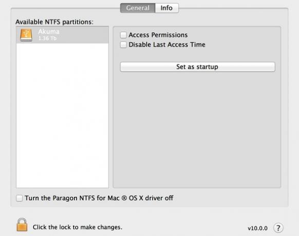 „Paragon NTFS“, skirta „Mac OS X“. Peržiūrėkite „Paragon preferences2 xn“