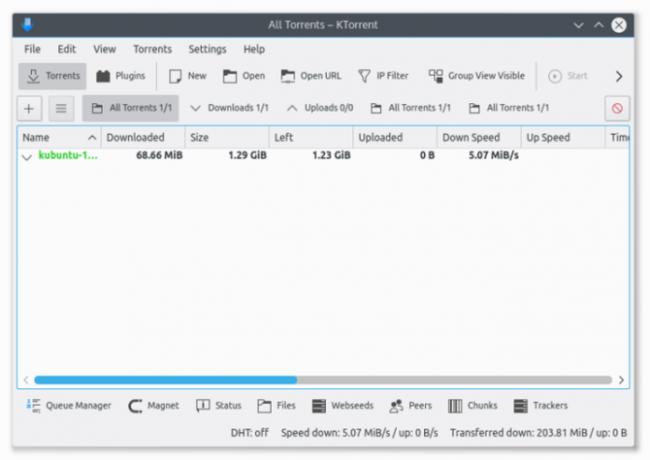 „KTorrent“ „torrent“ klientas, skirtas „Linux“