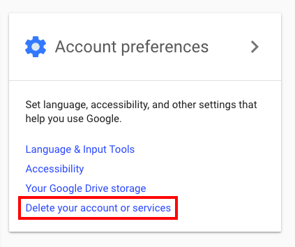 saugiai ištrinkite „Google“ ar „Gmail“ paskyrą