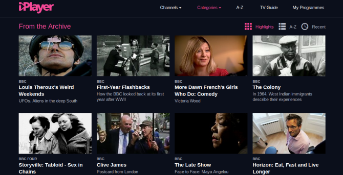 BBC iPlayer prideda senas laidas iš archyvo iš archyvo ekrano kopijos