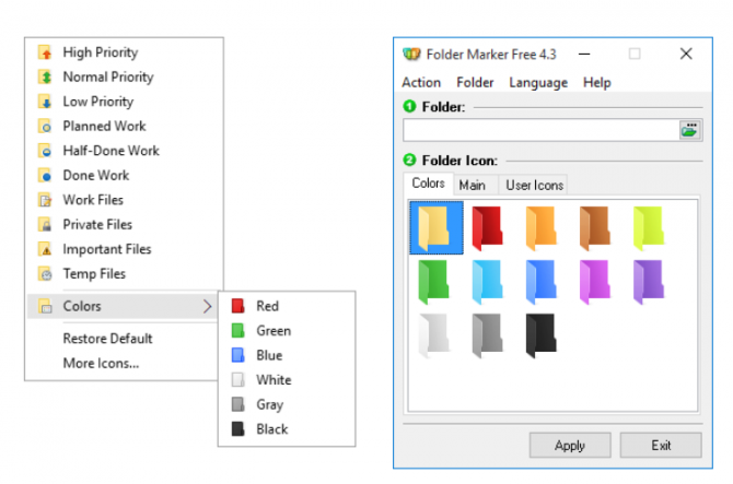 Aplanko žymeklis tinkina „Windows 10“