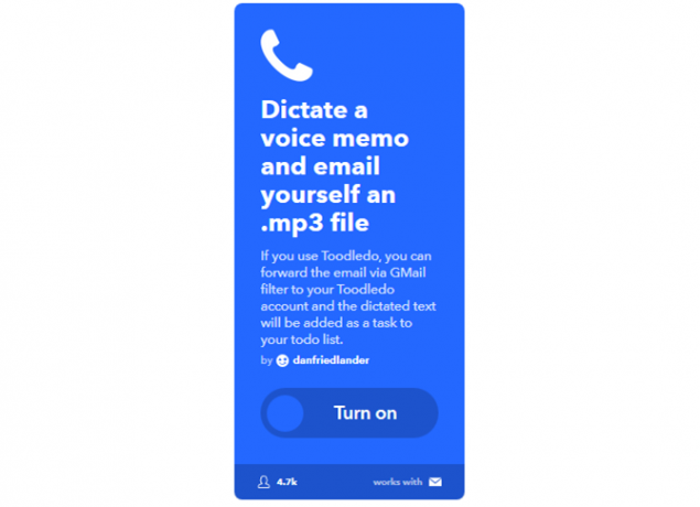 Galutinis IFTTT vadovas: naudokite galingiausią žiniatinklio įrankį, kaip „Pro 34IFTTT VoiceMemoToEmail“