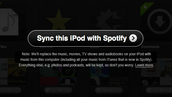 sinchronizuodamas „spotify“ su „iPod“