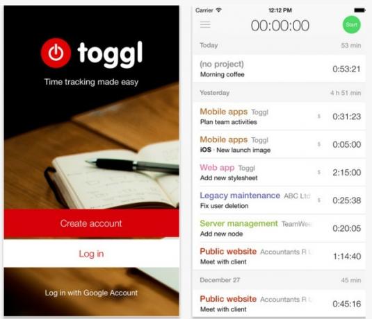 „toggl“ programa