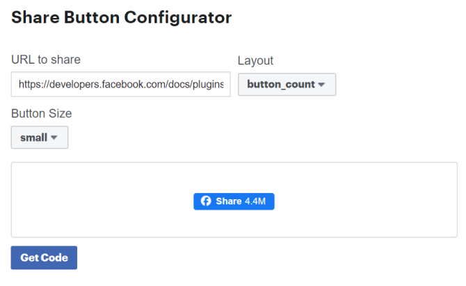 „Facebook“ valdikliai „Share Button Configurator“