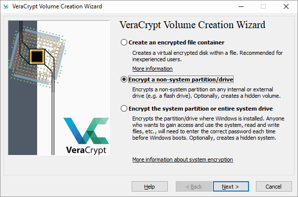 „VeraCrypt“ šifruokite skaidinį arba diską