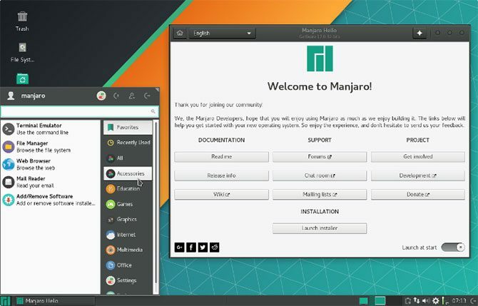 Tai „Manjaro Linux“ ekrano vaizdas