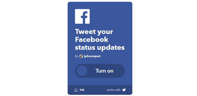 Svarbiausias IFTTT vadovas: naudokite galingiausią žiniatinklio įrankį, kaip „Pro 29IFTTT“ TweetFBStatusUpdates