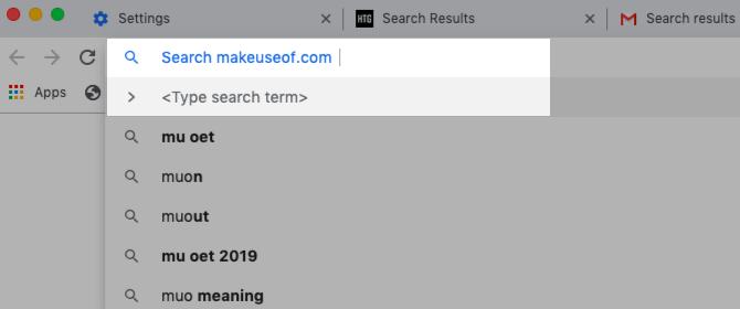 Ieškokite „MakeUseOf“ iš „Chrome“ adresų juostos naudodami tinkintą paieškos variklį