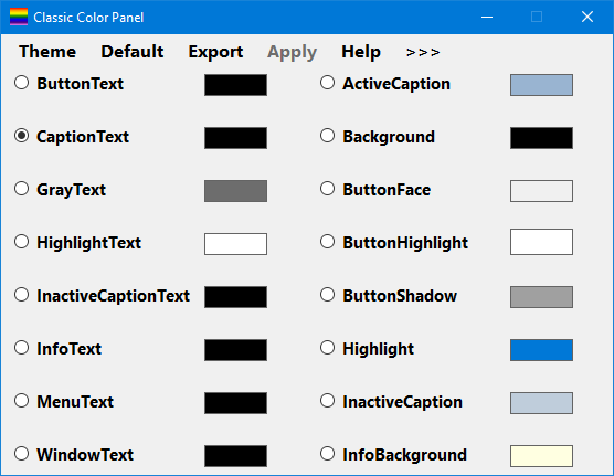 „Windows 10“ klasikinis spalvų skydelis