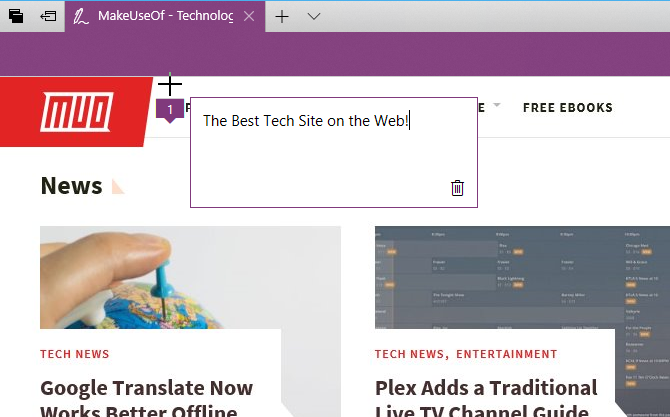Įveskite pastabą tinklalapyje „Edge“