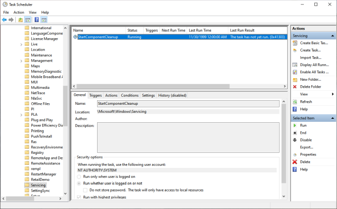 startcomponentcleanup parametras užduočių planuoklyje