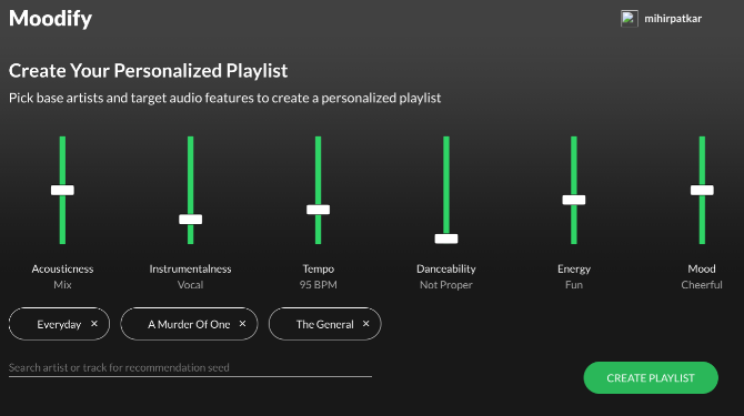 „Moodify“ sukuria suasmenintus grojaraščius pagal jūsų mėgstamas dainas ir norimas muzikines savybes