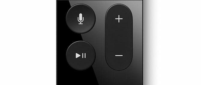 „Apple TV Siri Remote Siri“, „Play / Pause“ ir „Volume“