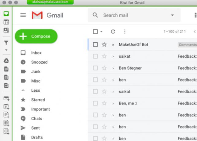 „Kiwi“, skirta „Gmail“ numatytai gautųjų sąsajai „Mac“