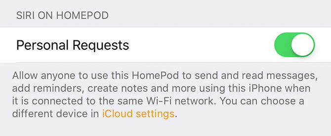 „HomePod“ asmeniniai prašymai