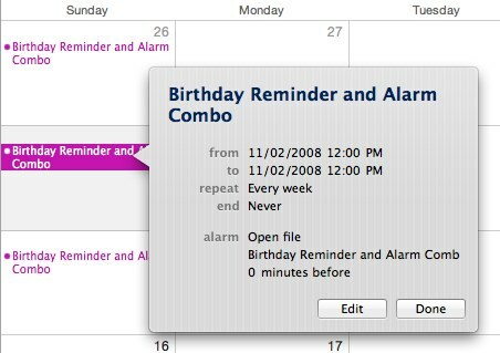 Gimtadienio aliarmai, automatiniai pranešimai el. Paštu ir „iCal“ [tik „Mac“] ical1