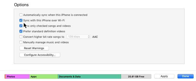 Sinchronizuokite „iPhone“ per „Wi-Fi“