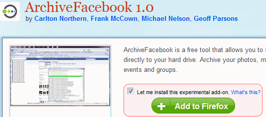 „ArchiveFacebook Addon“