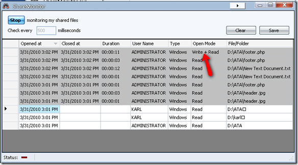 Stebėkite, kas skaito ar rašo „Windows“ bendrinamus failus su „ShareMonitor share3“