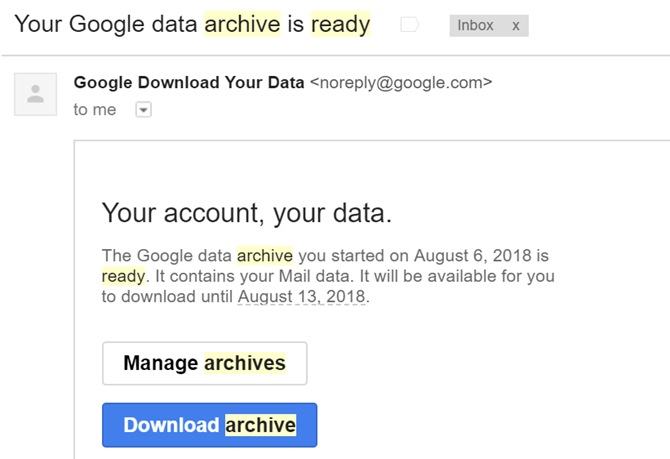 „Gmail“ duomenų archyvas