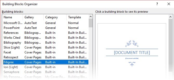 Kaip sukurti profesionalias ataskaitas ir dokumentus „Microsoft Word Building Blocks Organizer“