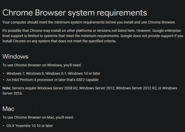 „Chrome“ sistemos reikalavimai