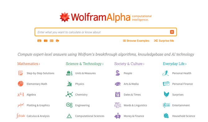 „Wolfram Alpha“ ekrano kopija