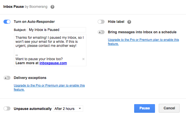 Padėkite „Gmail“ mažiau atitraukti, pristabdydami gaunamus el. Laiškus tam tikrą laiką