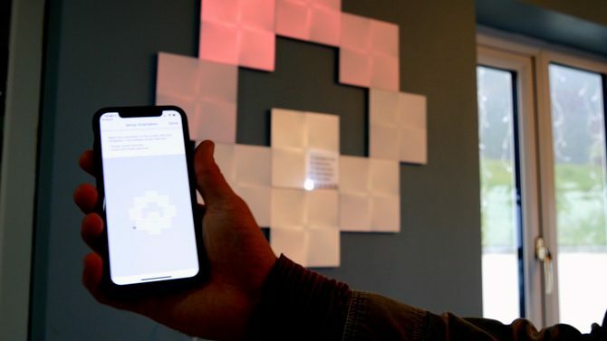 Nanolapių drobė: šauniausia. Šviesos. Kada nors. „Nanoleaf“ drobės programa žino 670 x 377 išdėstymą