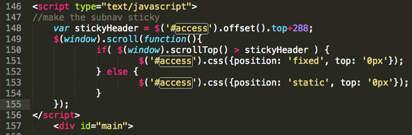 „code-jquery“ lipni antraštės juosta