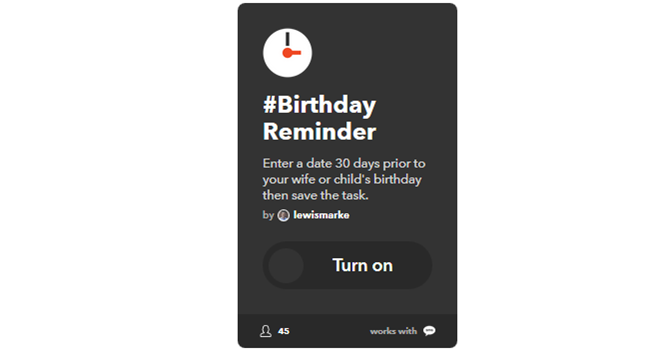 Svarbiausias IFTTT vadovas: naudokite galingiausią žiniatinklio įrankį, kaip „Pro 52IFTTT BirthdayReminderText“