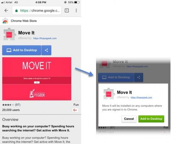 Įdiekite „Chrome“ plėtinį iš mobiliųjų