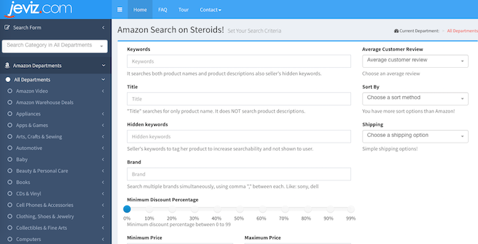 „Amazon“ svetainės ir įrankiai - Jeviz