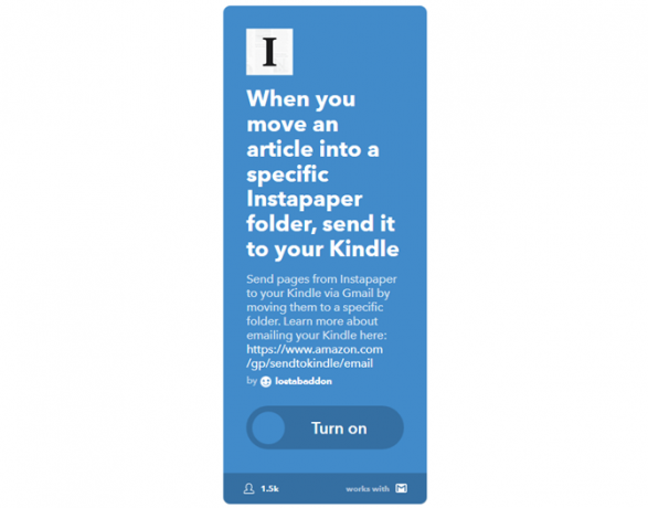 Svarbiausias IFTTT vadovas: naudokite galingiausią žiniatinklio įrankį kaip „Pro 63IFTTT InstapaperToKindle“
