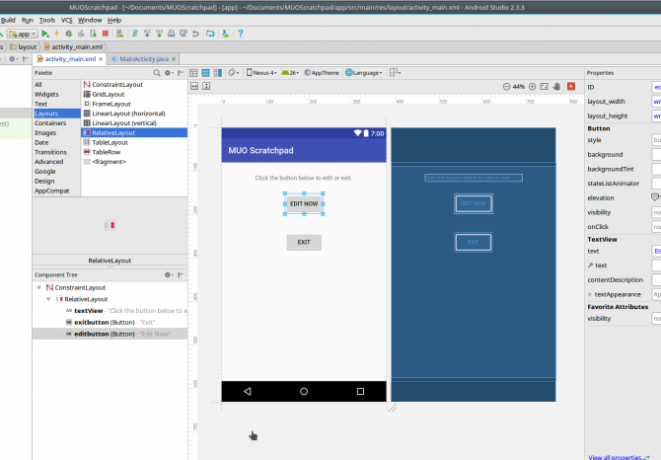 „Android“ sukurkite programą „Androidstudio“ išdėstymo rengyklė