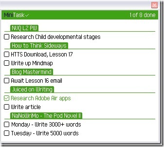 „minitask“ - „Adobe Air Todo“ programa