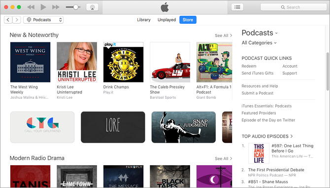 „podcast“ paieškos „iTunes“ parduotuvėje