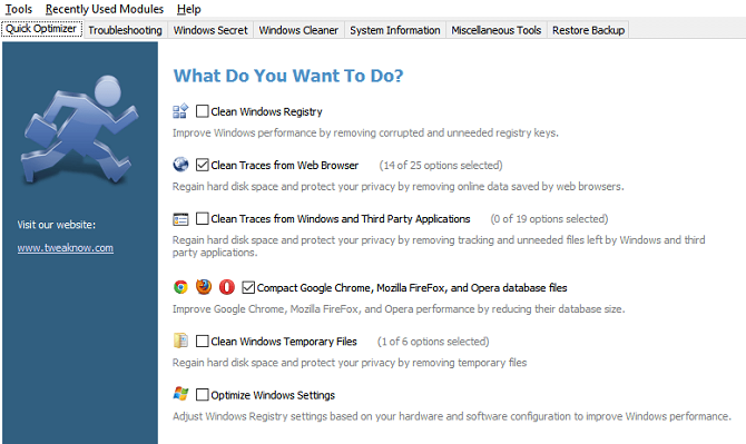 „Tweaknow“ yra „Windows 10“ įgnybimo įrankis