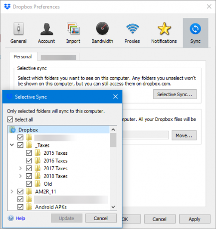 „Dropbox-Selective-Sync“