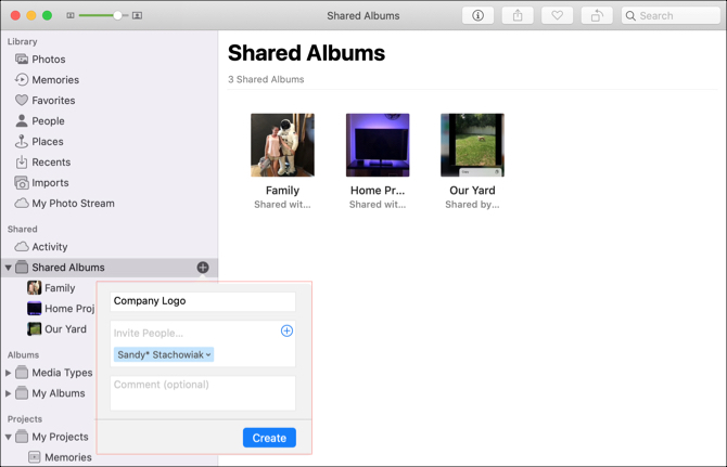 „Mac Photos“ sukuria bendrą albumą