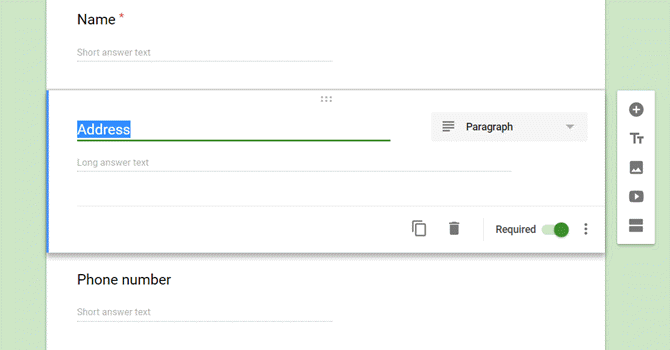 „Google“ skaičiuoklės, kontaktinė forma