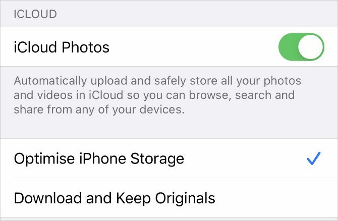 „iCloud Photos“ nustatymai „iPhone“