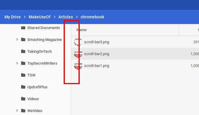 Ištaisykite „Chromebook“ trikdžius – automatiškai pasislepiančias slinkties juostas