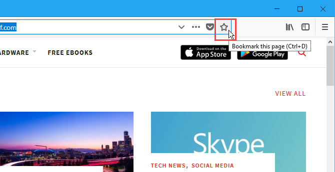Pažymėti šį puslapį žvaigždute „Firefox“ adreso juostoje